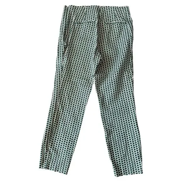 Women's High Rise Slim fit Ankle Pants Green & White Half Moon Print Size 10 - Picture 3 of 6